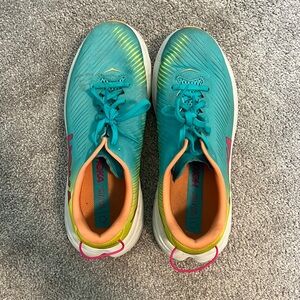 Hoka Rincon 3 blue/pink/yellow shoes